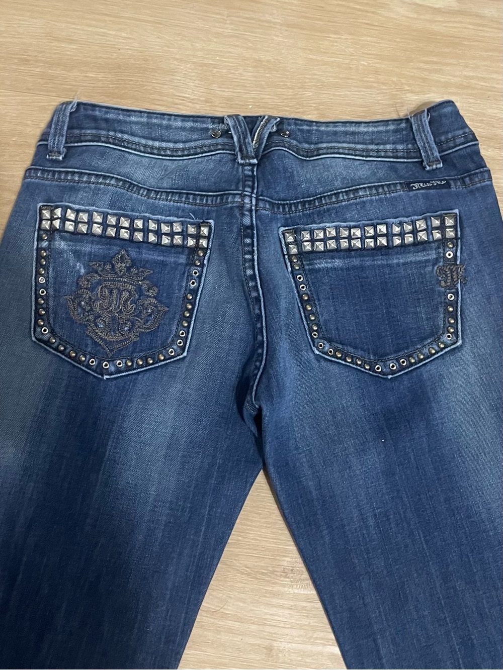 Miss Me Dark Blue Stud-Embellished Boot Cut Jeans